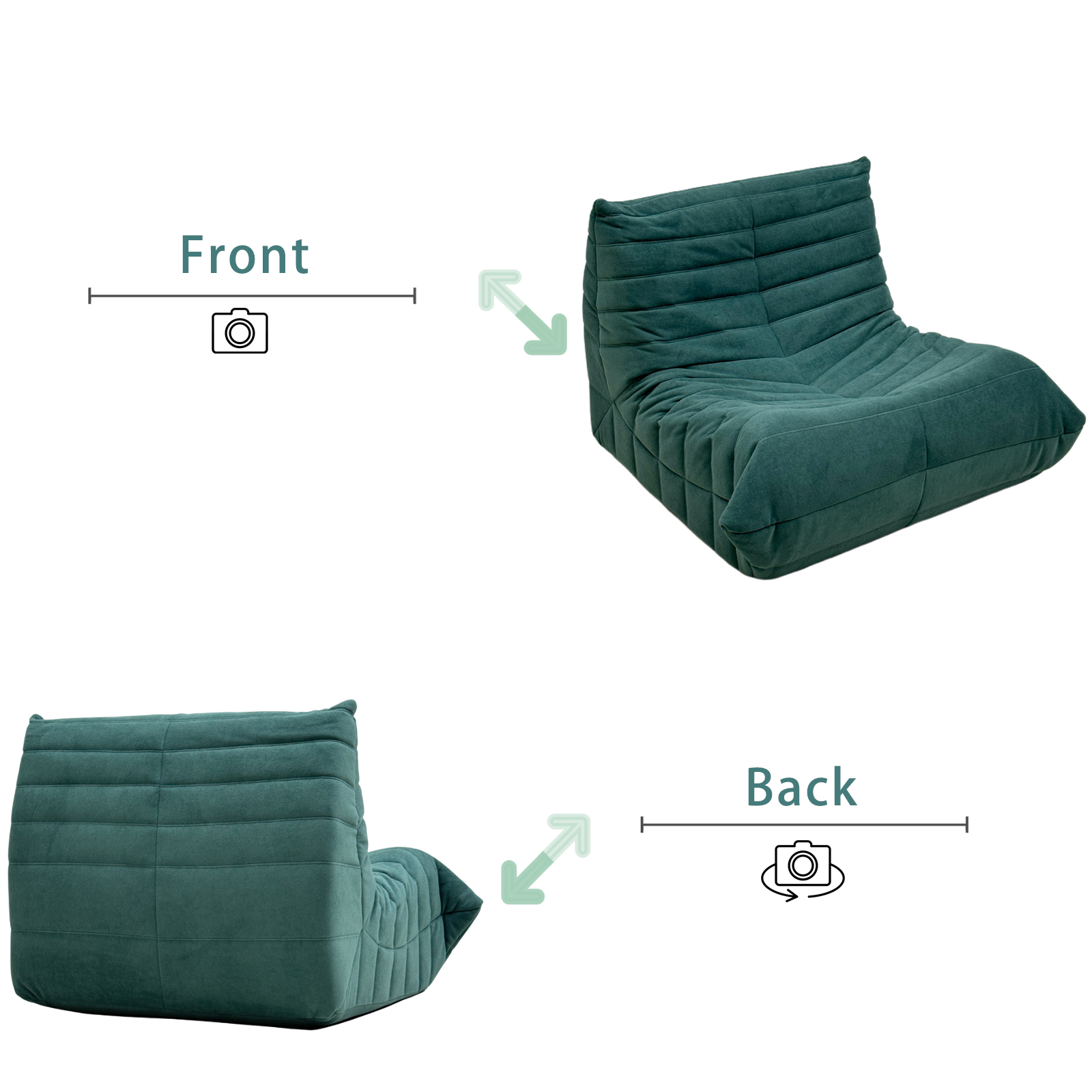 MEISIMAN Bean Bag Chair, Lazy Sofa Floor Chair- Beanbag for Adults, Comfy Giant Bean Bag Chair with Memory Foam & Fleece Fabric for Living Room, Bedroom, Reading Corner, Lounge