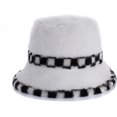 thumbnail image 6 of CoCopeaunts Mens Bucket Hat Winter Plush Warm Fashion Hundred Women Basin Cap Splicing Checkerboard Lattice Brim Fisherman Hats, 6 of 8