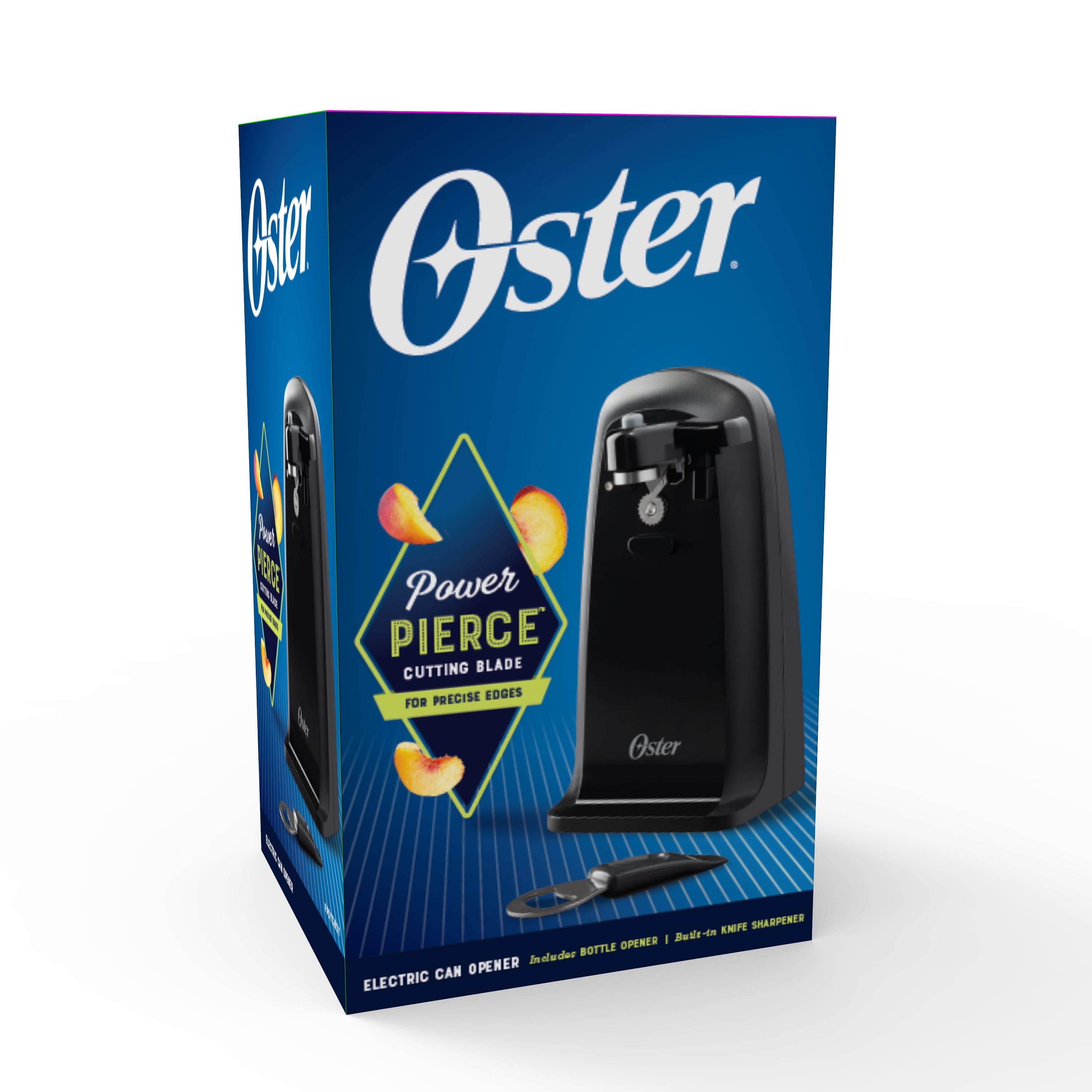 Oster Electric Can Opener with Power Pierce Cutting Blade for Precise  Edges, Black