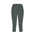thumbnail image 4 of YWDJ Plus Size Capri Leggings Gray High Waisted Gym Leggings Summer Pants Curvy Slim Casual Vacation Pants Pull on Solid 2025 Soft Yoga Lightweight Comfortable 2XL Breathable Beach Pants, 4 of 6