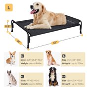 Veehoo Cooling Elevated Dog Bed, Chew Proof Dog Cot with Washable Mesh, Large, Black