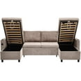 thumbnail image 5 of 111.8" Sectional Sofa Pull-out Sofa Bed Versatile Sofa Sleeper with Large Storage Space, Two USB Ports and Two Cup Holders for Living Room (Brown), 5 of 12