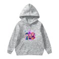 thumbnail image 1 of Moonsky Sudadera con capucha y cordón HUNTRX, estampado de grupo de chicas coreanas, jersey corto, suave y cómodo, top de manga larga para primavera y otoño. Gris claro 150, 1 of 5