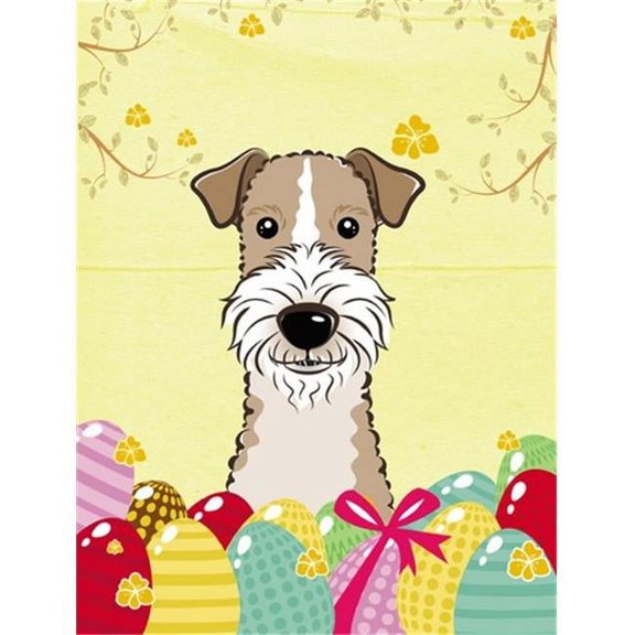 Carolines Treasures BB1929CHF Wire Haired Fox Terrier Easter Egg Hunt Canvas House Flag