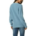 thumbnail image 3 of INSPIRE CHIC Women's Long Sleeve V Neck Button Down Ribbed Knit Casual Pullover Sweater Top S Blue, 3 of 6