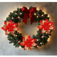 thumbnail image 3 of Artificial Christmas Flowers, 12 Piece 5.51inch Glitter Poinsettias Xmas Tree Decoration Ornaments, Red Gold Christmas Flower for DIY Wreath Garland Holiday Home Party Wedding New Year Decor, 3 of 8