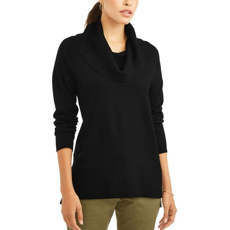 Scrunch Neck Sweater - Women's Cowl Neck Tunic Sweater