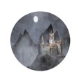 thumbnail image 2 of KDAGR 60 inch Round Beach Towel Blanket Fog Dracula Castle on Top of Mountain Foggy Night Travel Circle Circular Towels Mat Tapestry Beach Throw, 2 of 2