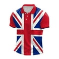 thumbnail image 1 of Zmoon Men's Union Jack Short Sleeve Zip-Up Polo Shirt, 1 of 3
