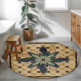 thumbnail image 3 of Round Rugs 3Ft, Vintage Geometric Round Area Rug Washable Indoor Throw Carpet, Green Brown Abstract Plaid Checkered Small Non Slip Circle Rug for Bedroom Living Room Home Decor Aesthetic, 3 of 8
