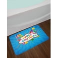 thumbnail image 2 of Birthday Bath Mat, Wavy Blue Colored Backdrop with Greeting Text Party Hats Confetti Best Wishes, Non-Slip Plush Mat Bathroom Kitchen Laundry Room Decor, 29.5 X 17.5 Inches, Multicolor, Ambesonne, 2 of 2
