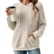 thumbnail image 5 of Suéter de punto con capucha y bolsillo tipo canguro a rayas para mujer de otoño e invierno, 5 of 6