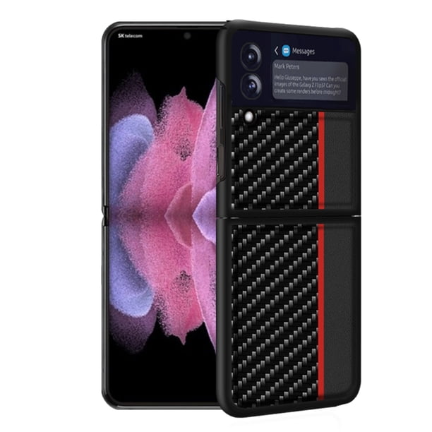 Funda protectora Funda plegable para teléfono Funda para teléfono con patrón de fibra de carbono Funda para teléfono con patrón de fibra de carbono Compatible con Z FLIP 3 ANGGREK Otros