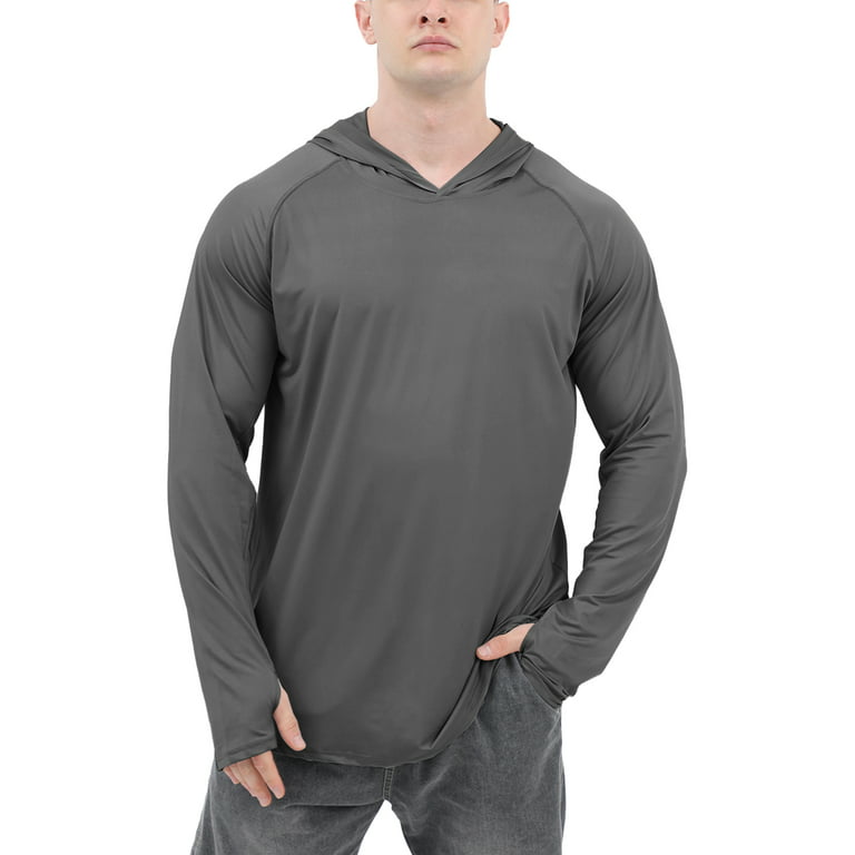 Inadays Men's UPF 50+ Sun Protection Hoodie Shirts Long Sleeve Spf/uv Lightweight Quick Dry Fishing Hoodie Rash Guard Thumb Holes Shirt Fishing Hiking