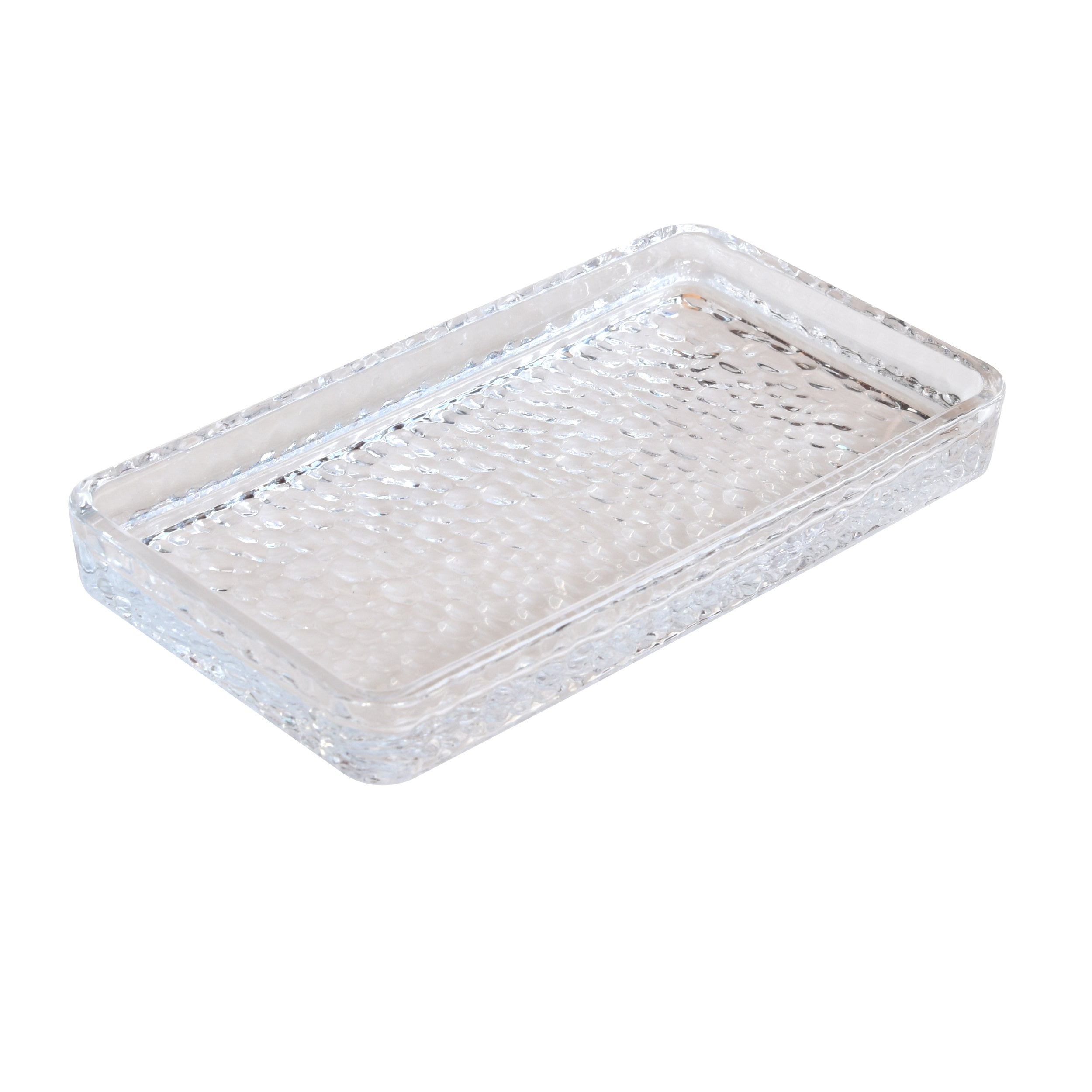 (3 pack) Better Homes & Gardens Hammered Glass Vanity Tray Organizer, Clear