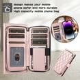 thumbnail image 2 of ELEHOLD Leather Wallet Case for iPhone 14 with Zipper Card Wallet Pocket Magnetic Buckle Stand Function Detachable Crossbody Metal Chain Strap Lanyard Shockproof Case,rosegold, 2 of 8