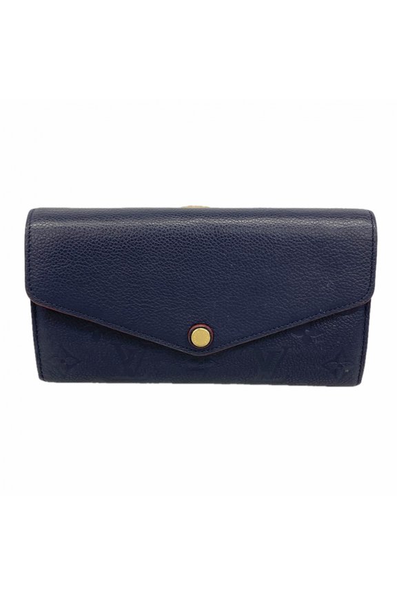 Pre-Owned Louis Vuitton Monogram Empreinte Portefeuille Sarah Long Wallet M62125 Marine Rouge...