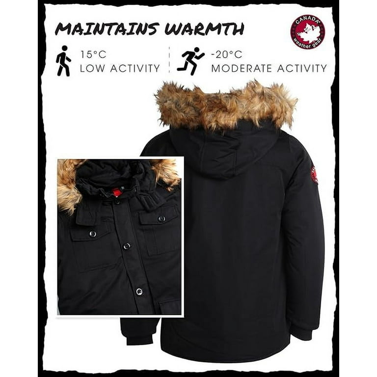 CANADA WEATHER GEAR Men's Winter Coat - Heavyweight Teflon Canvas Parka  Jacket (M-XXL) 