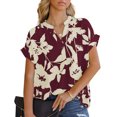 thumbnail image 4 of Pompotops Chemisier en Chiffon à Manches Courtes Imprimé Mode Décontractée Sexy d'Été pour Femmes, 4 of 5