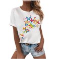 thumbnail image 2 of ICHUANYI Clearance Women's Fashion Casual Printing Loose Short Sleeve T-shirt Pullover Tops(White, XXL) ICHUANYI WER2023080912645, 2 of 5