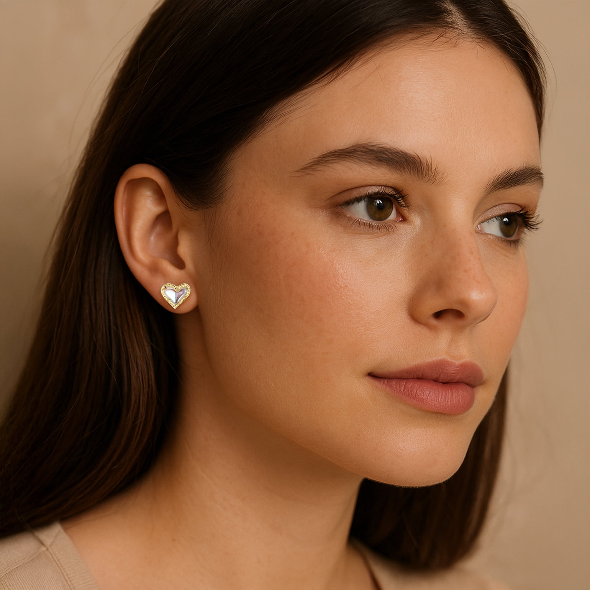 Kendra Scott Ari Heart Stud Earrings for Women, Fashion Jewelry, 14k Gold-plated, Iridescent Dichroic Glass 4217706877