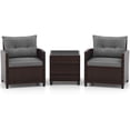thumbnail image 5 of Gymax Ensemble de 3 Meubles en Rotin pour Patio, Ensemble de Conversation avec Coussins, Sofa Gris, 5 of 5