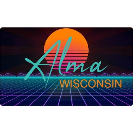 

Alma Wisconsin 4 X 2.25-Inch Fridge Magnet Retro Neon Design