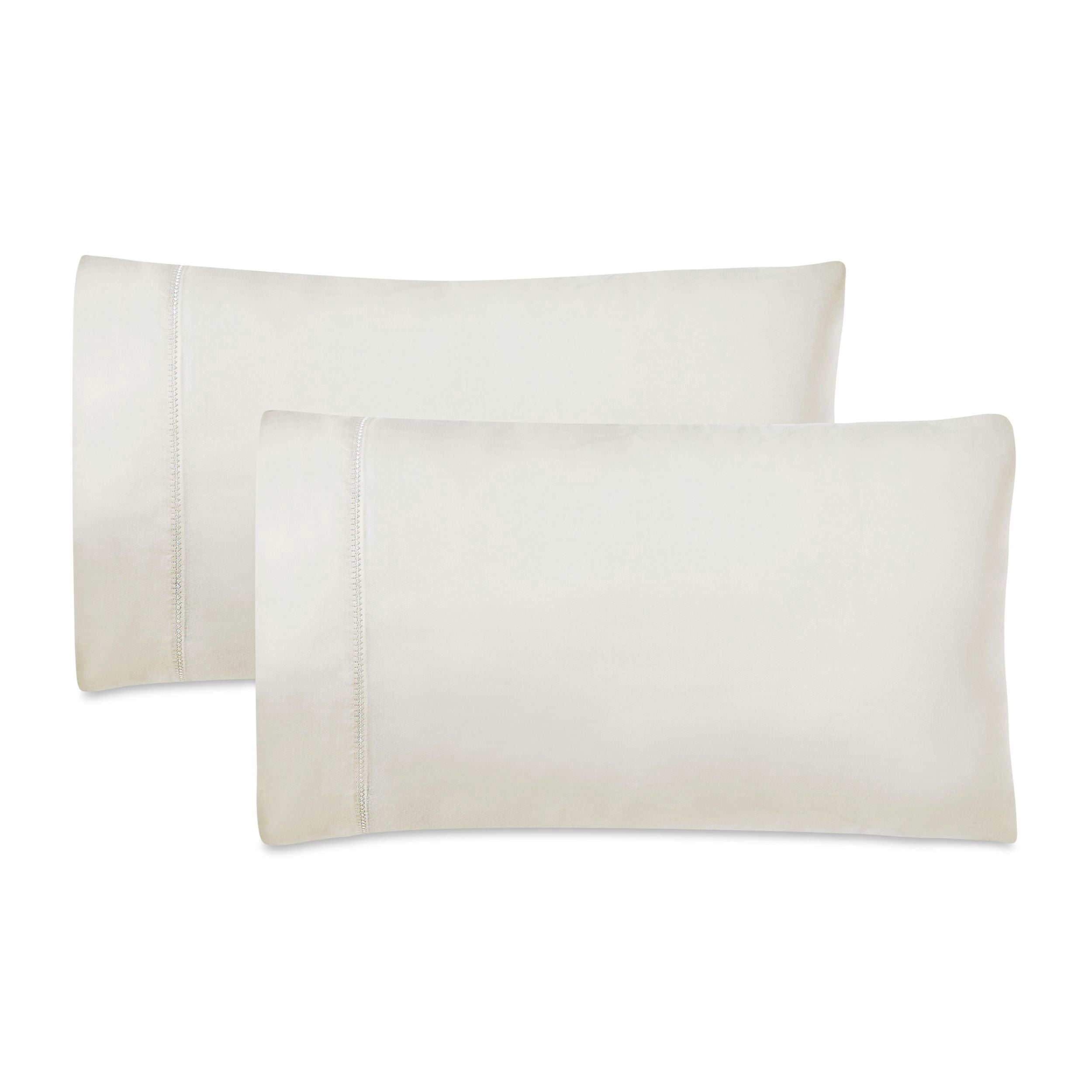 Superior Cotton Blend 600 Thread Count Embroidered Pillowcases , Set of 2, King Size, Ivory