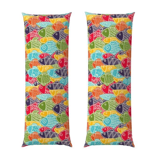 Balery Colorful Fish 2 Funda Protectora para Almohada Corporal de Algodón Hipoalergénico con Cierre(55 x 21 pulgadas), Almohadas No Incluidas