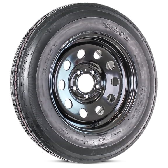 eCustomrim Trailer Tire Rim Assembly 5.30-12 530-12 Load C 12 Inch 5 Lug Black