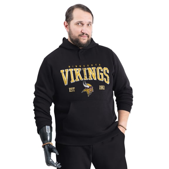 Men's G-III Sports by Carl Banks Black Minnesota Vikings Adaptive Team Spirit Graphic Fleece Pullover Hoodie
