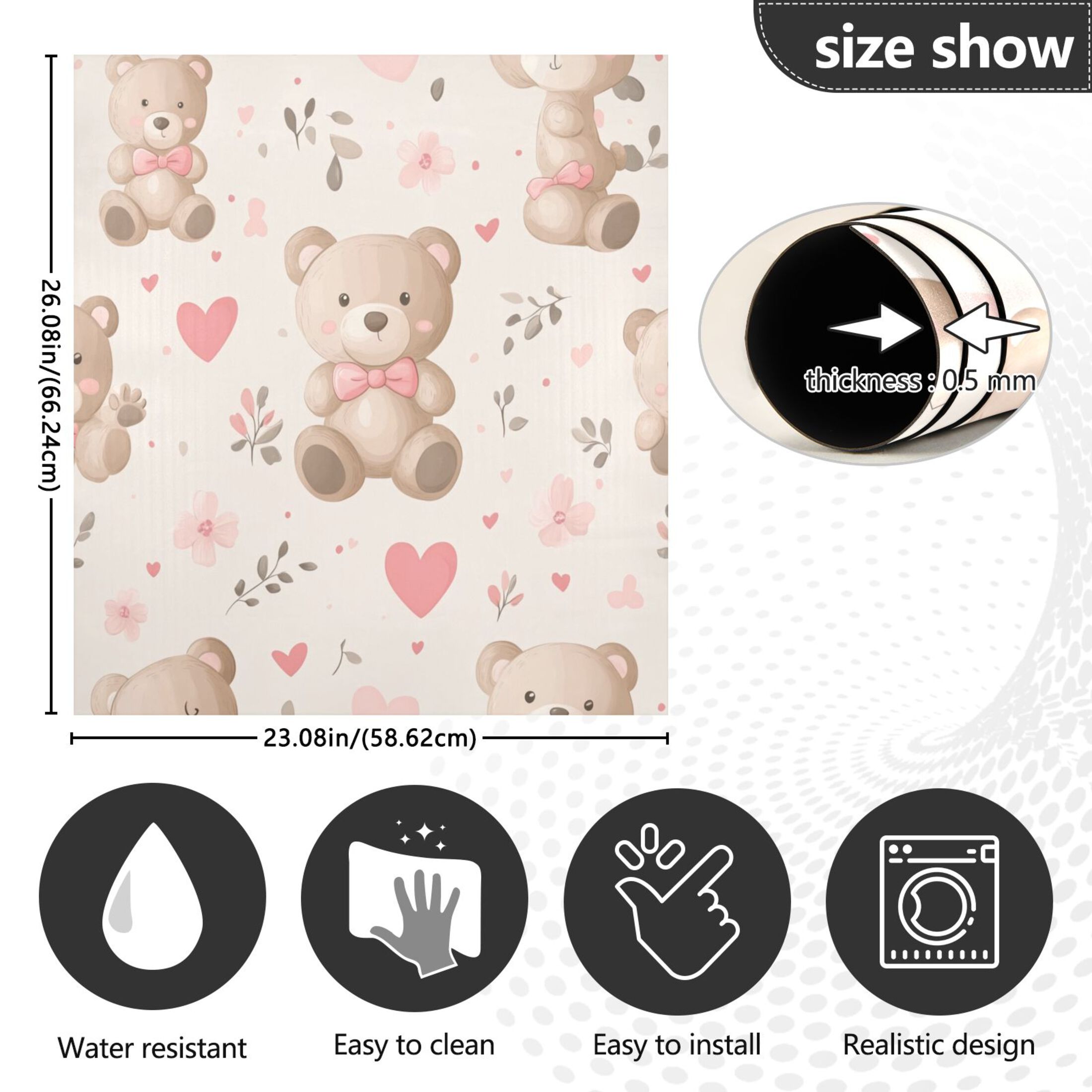 Dishwasher Magnetic Sticker 23x26 Inch Refrigerator Magnetic Sticker Washing Machine Magnetic Sticker Kitchen Panel Magnetic Sticker Home Decor Super Cute Brown Bear