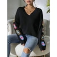 thumbnail image 6 of Womens Classic Boho Floral Crochet Long Sleeve Sweaters Casual Pullover Knitwear for Fall Winter 2025, 6 of 7