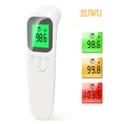 SUWU No-Touch Digital Thermometer - Accurate & Fast 1-Second Fever Detection with Alarm, Easy-to-Read LCD Display, Battery Operated (2 AA Not Included)