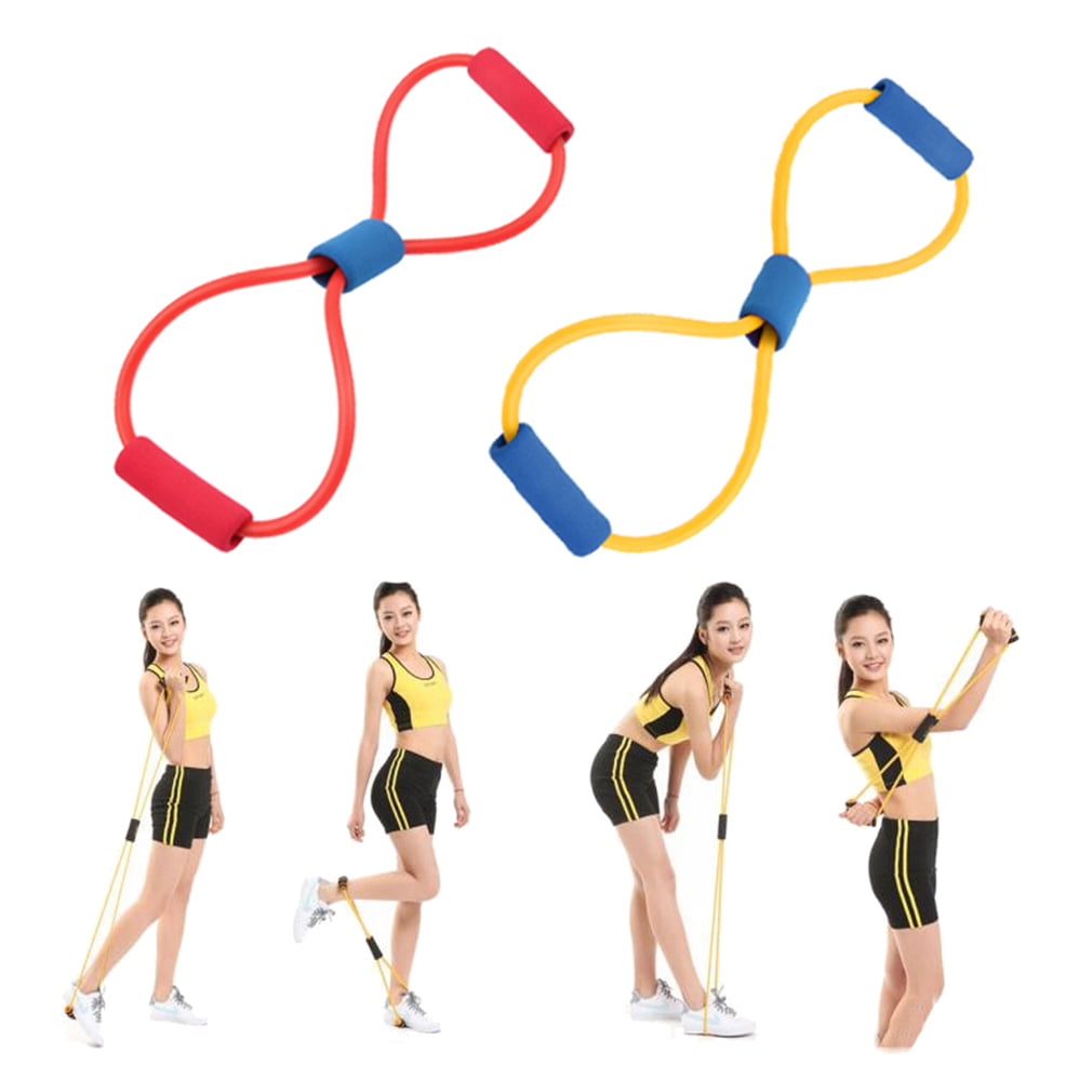 Resistance Band Yoga Pilates Exercise Stretch Fitness Tube Workout Bands CF