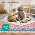 thumbnail image 4 of ODIKA 6'x9' Coral Blue Traditional Medallion Washable Area Rug Ornate Diamond Center Motif With Floral Border Non-Slip, Chair-Friendly, for Dining Room, Under Table, Office Décor, 4 of 7