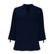 thumbnail image 5 of Tops de Manga Larga de las Mujeres Casual Color Sólido V Cuello Tres Cuartos de Manga Blusa Suave, 5 of 7