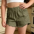 thumbnail image 2 of SGMVNU Girls Summer Shorts Casual Distressed Shorts Loose Fit Solid Color Elastic Waist Fashion Bottoms Cotton Play Shorts, Size 4-5 Years, Green, 2 of 6