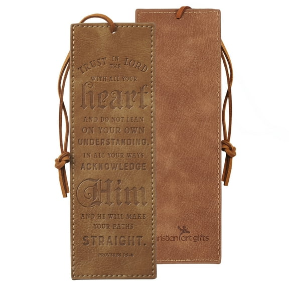 Trust In The LORD Tan Faux Leather Bookmark - Proverbs 3:5