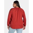 thumbnail image 3 of Terra & Sky Women's Plus Size Smocked Neck Blouse, 3 of 5