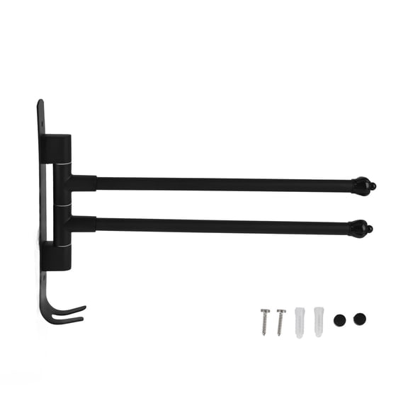 BIMZUC Stainless Steel Swivel Towel Hanger – 2‑Arm Rotating Black Towel Bar, Rust‑Proof, Space‑Saving, Easy 180° Swing, Ideal for Bathroom, Kitchen, Wardrobe