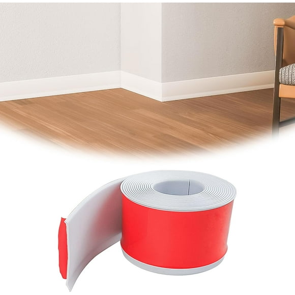 4 Inch x 20 Feet Flexible Baseboard Molding Trim Peel and Stick Baseboard Trim White Rubber Vinyl Baseboard Molding Self-Adhesive Baseboard Trim SB03