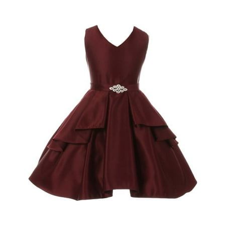 Brooches For Dresses - Good Girl Girls Burgundy Dull Satin Brooch Junior Bridesmaid Dress