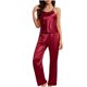 thumbnail image 2 of Puntoco Conjunto de pijama cómodo para mujer, pijama de seda helada de color liso con cojín a la moda para mujer, ropa para el hogar, camisones, 2 of 3