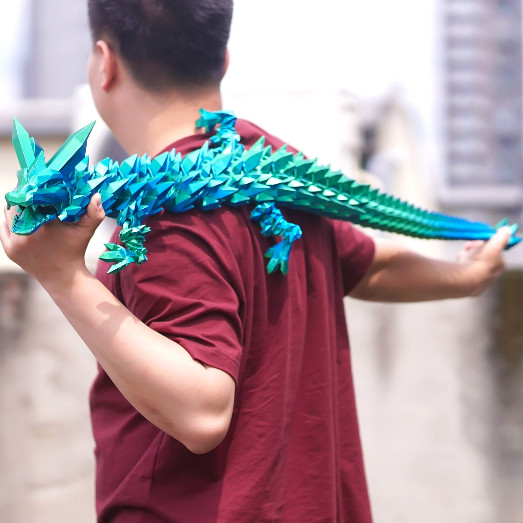 48.82inch 3D Printed Crystal Dragon,Flexible Joint Animal lacertid Figurines,Realistic Eyes, Home Office Decor,Fidget Toy for Adults Teens Boy Festival Gifts
