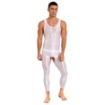 thumbnail image 3 of Lencería sexy para hombre, medias brillantes con entrepierna abierta, monos ajustados, mono de color sólido elástico con cuello en U, sin mangas, ropa de dormir, 3 of 5
