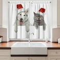 thumbnail image 2 of Ambesonne Christmas Kitchen Curtains, Animals Red Hats, 55"x39", White Grey Red, 2 of 3