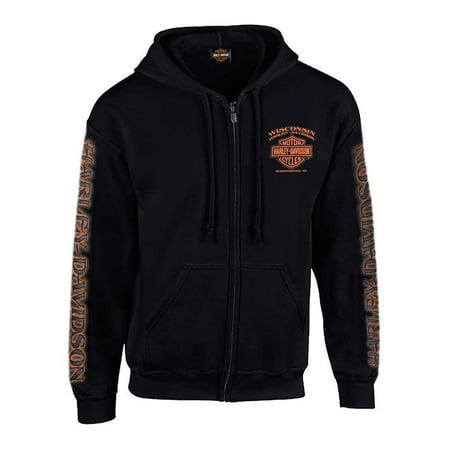 Harley-Davidson Men's Eagle Piston Long Sleeve Full-Zip Hoodie, Black 30299950, Harley Davidson