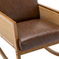 thumbnail image 6 of PU Leather Rocking Chair, Modern Upholstered Glider Rocker Chair with Armrest and Backrest, Comfy Living Room Chair with 300LBS Weight Capacity for Reading Room, Bedroom, Brown, 6 of 7