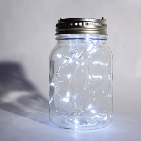 Mason Jar Hanging Lanterns Fantado BULK CASE Fantado Wide Mouth Clear Mason Jar Lights w/ Hanging Cool White Fairy LED Kit (6 PACK) by PaperLanternStore ()